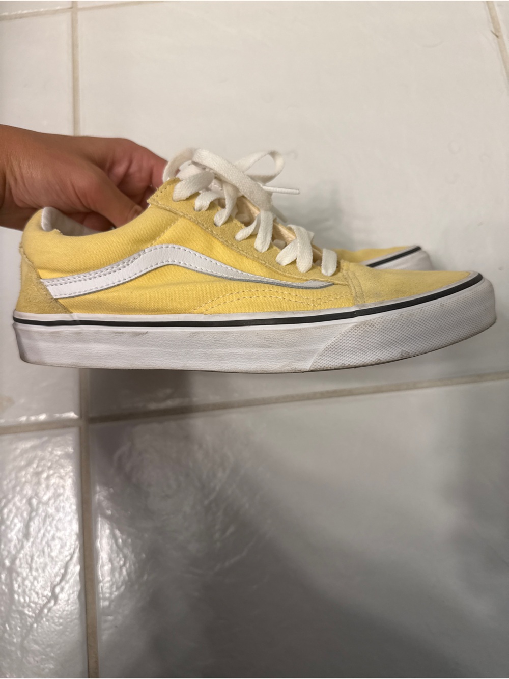 Vans Yellow and White Old Skool Low-Top Sneakers